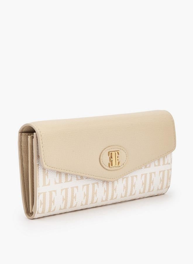 ELLE Monogram Print Wallet with Snap Button Closure - Image 2